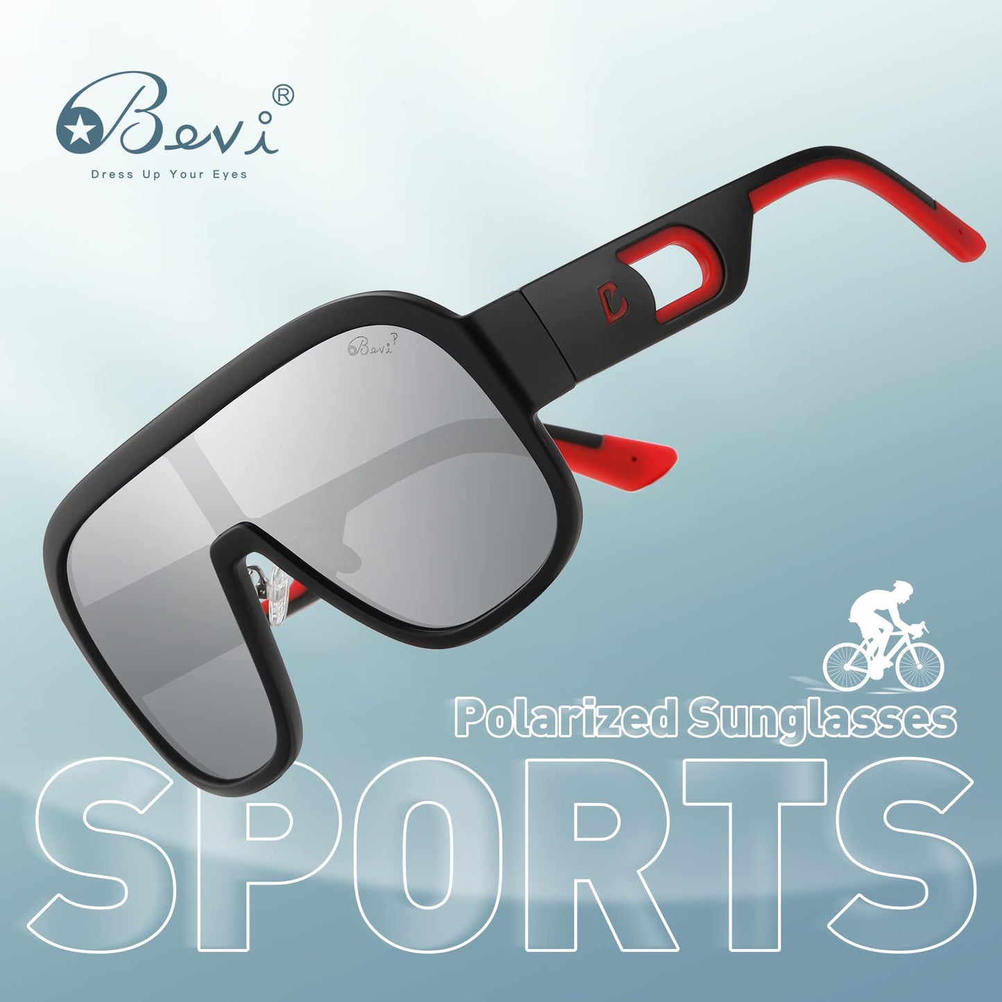 Bevi Sunglasses Polarized UV Protection with Flexible Lightweight Frame Shield Sunglasses for Men Women 2738C1