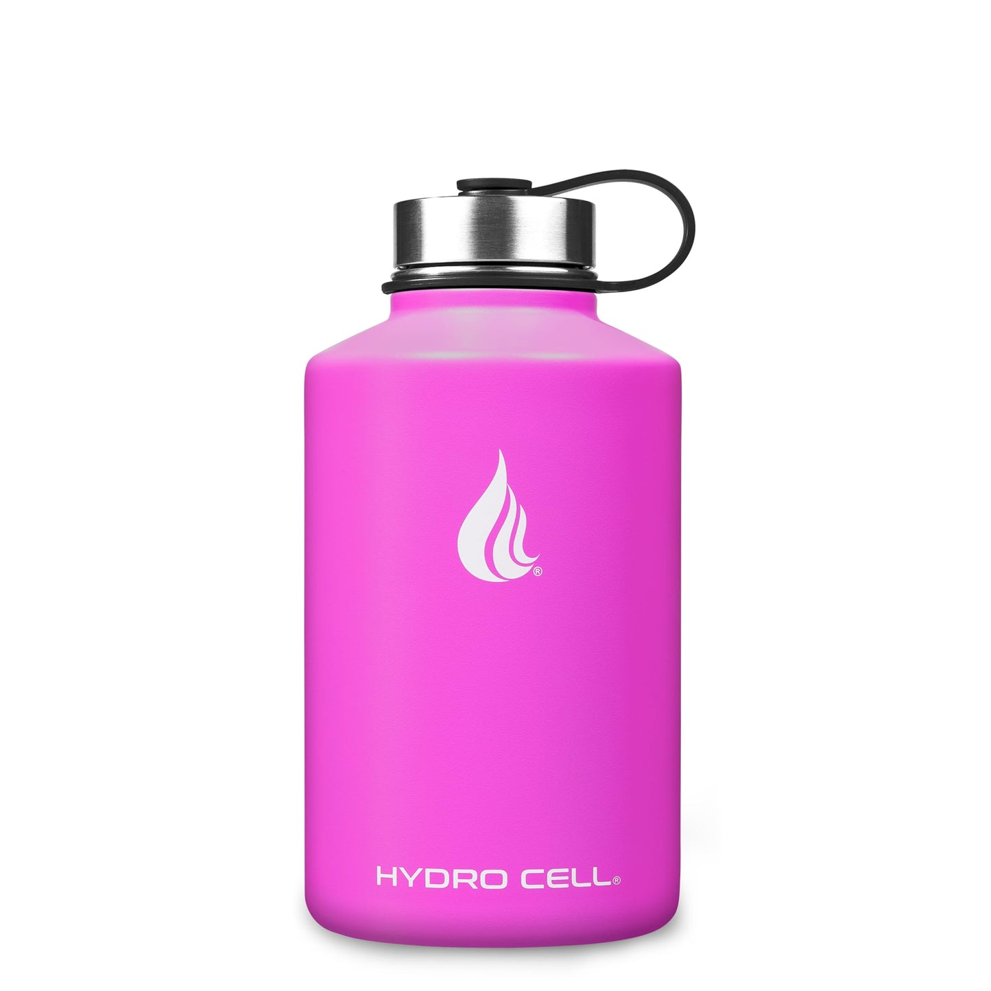 HYDRO CELL Stainless Steel Insulated Water Bottle with Straw - For Cold & Hot Drinks - Metal Vacuum Flask with Screw Cap and Modern Leakproof Sport Thermos for Adults (Fuchsia 64oz)