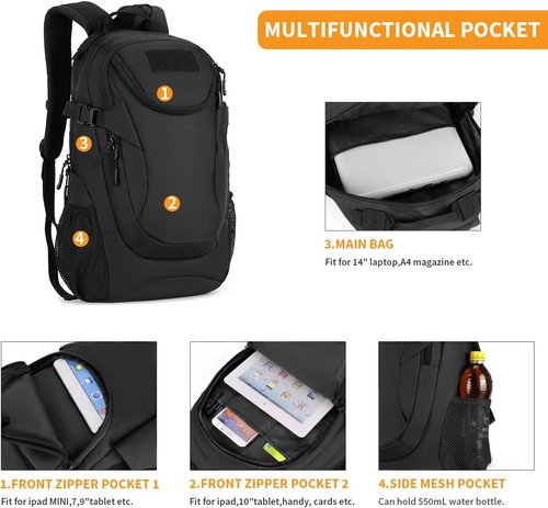 HUNTVP 25L Tactical Backpack - Military Assault Pack with Water-Resistant Design | Durable Rucksack