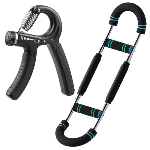 2-in-1 Arm Twister & Grip Strength Trainer – Adjustable 30-80 Lbs Twister, 10–60 KG Hand Grip Strengthener for Chest, Forearms & Home Workout Equipment