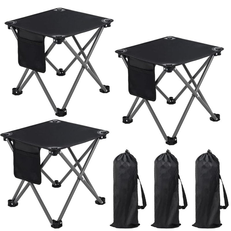 Airsnigi 3 Pack Camping Stool, Camping Foot Stools Portable Folding Camp Stool with Storage Bag, Folding Stool Suitable for Fishing, Beach, Picnic,Outdoor - Black