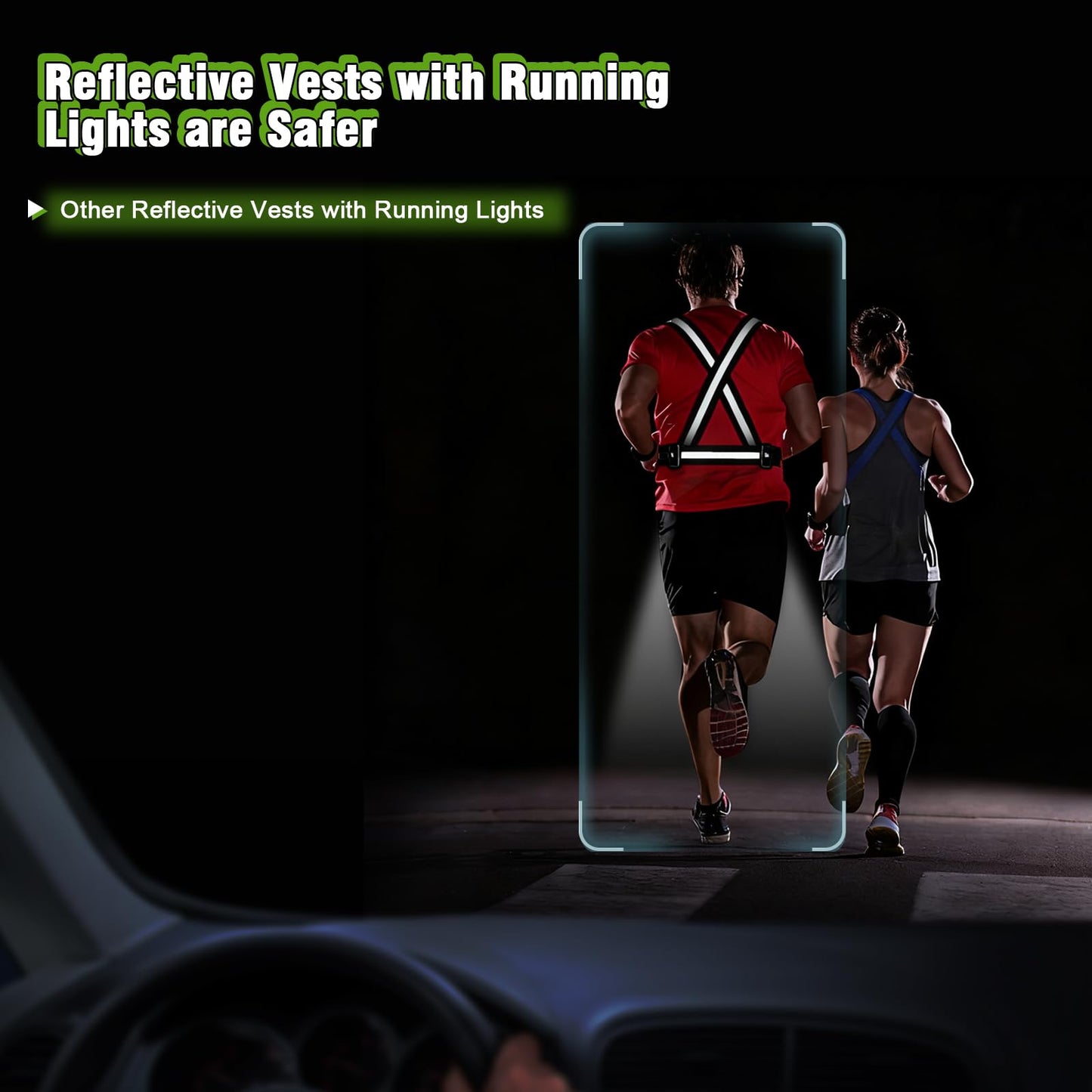 juxonlix Gesture Sensing Running Light Reflective Vest with Pouch (Black)