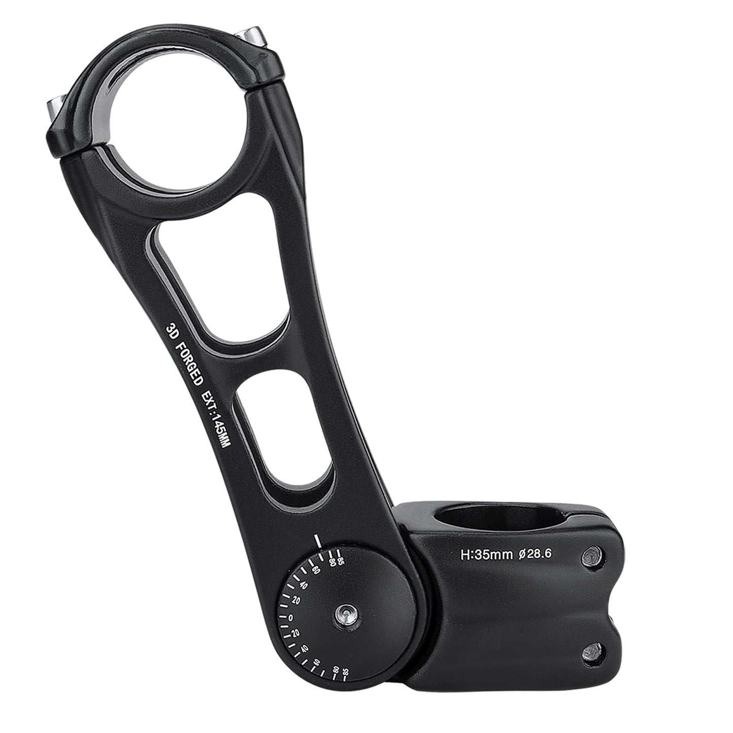 CXWXC Adjustable MTB Stem 31.8mm 70 Degree - 90/110/145mm Bike Stem Riser for Handlebar - Aluminum Alloy Mountain Bike Handlebar Riser Extender for MTB Road City Bike Bicycle (31.8 x 145mm)