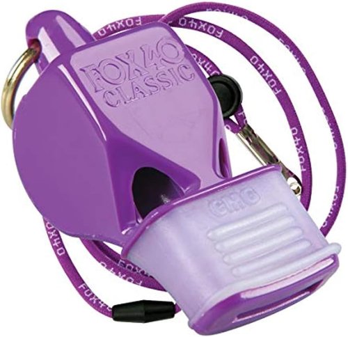 Fox 40 Classic CMG Pealess Safety Whistle - 115 dB Loudness, Purple with Lanyard