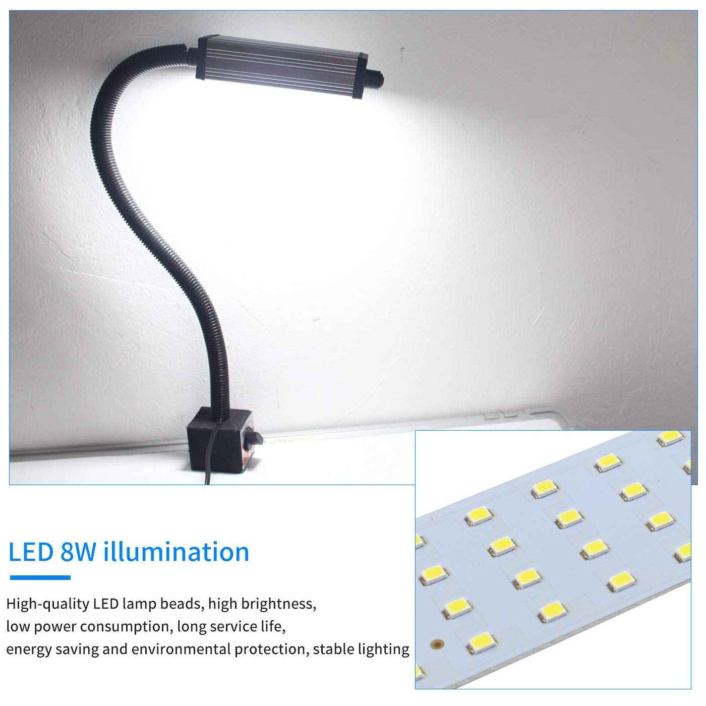 XINYIQI Magnetic Work Light, LED Machine Light with 44 LEDs, Waterproof with 19 Inch Gooseneck, IP66 Rating, 800 Lumen, 120 Volt for Lathe Machine Tools
