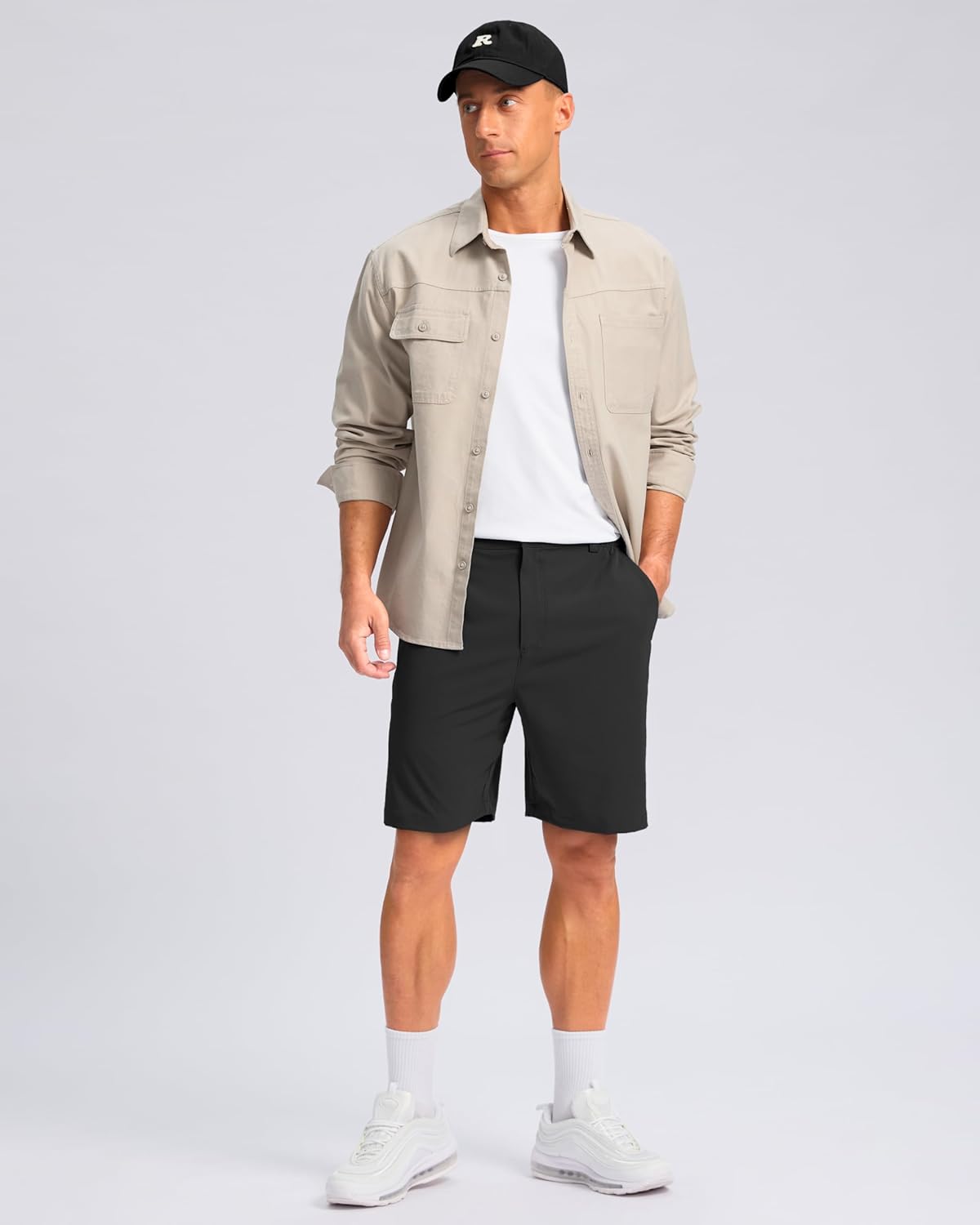 Pudolla Men's Casual Golf Shorts - Lightweight, Quick-Dry Fabric with 3 Pockets | Available in 5", 7", 9" Sizes