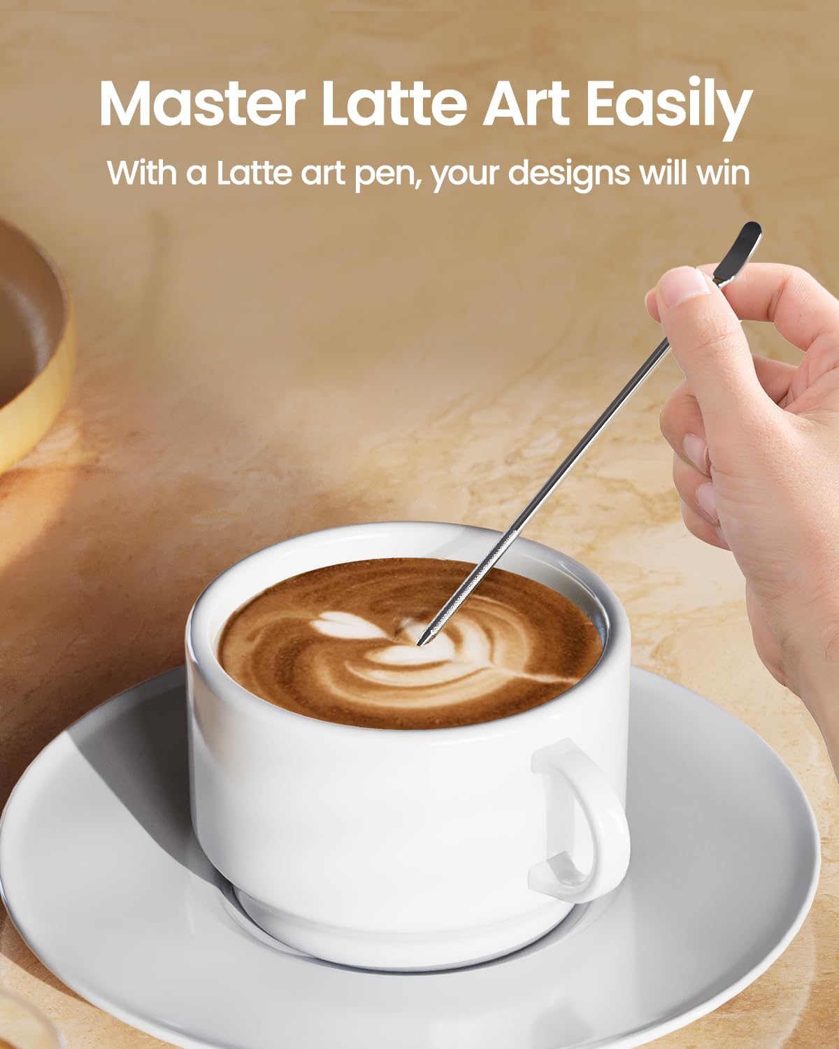 Maestri House Milk Frothing Pitcher, 12oz Espresso Steaming Pitcher Milk Frother Cup, Milk Coffee Cappuccino Latte Art, 304 Stainless Steel Jug Cup with Decorating Art Pen