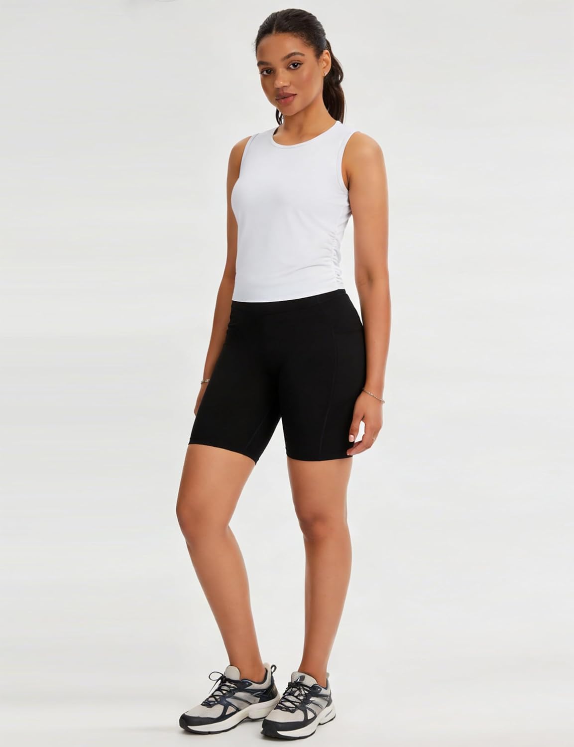 The Gym People Women's Ruched Tank Top - Slim Fit, Breathable & Soft for Yoga & Running | Sleeveless Workout Shirt