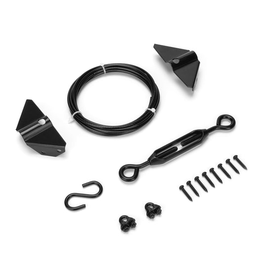 DURIGID Anti Sag Gate Kit Corner Bracket Gate Hardware Prevents Gate Prevents Gate Sagging, Gate Anti Sag Kit for Wooden Fence Features Steel Cable and Adjustable Turnbuckle to Support, Black, 1 Pack