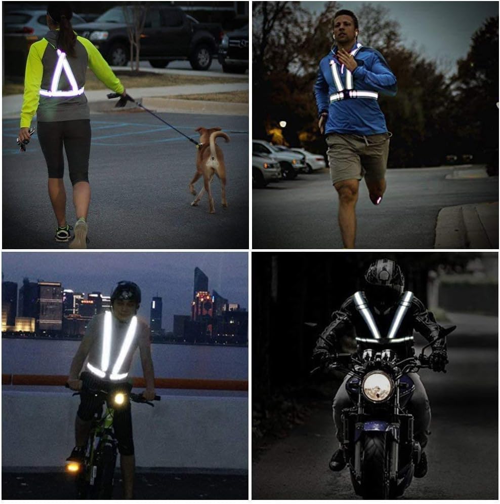 Skiennix Reflective Running Vest - Adjustable Safety Gear with High Visibility Straps | 3-Pack