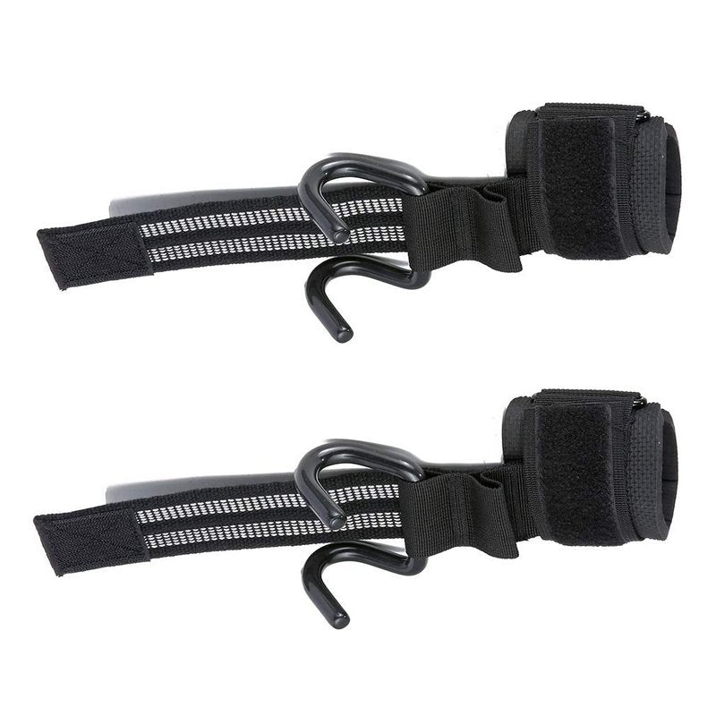 Heavy Duty Strap with pro Metal Lifting Steel Hooks Improves Grip for Weightlifting, Powerlifting, Bodybuilding & Deadlift - Neoprene Padded Wrist Wraps Provides Support for Men & Women