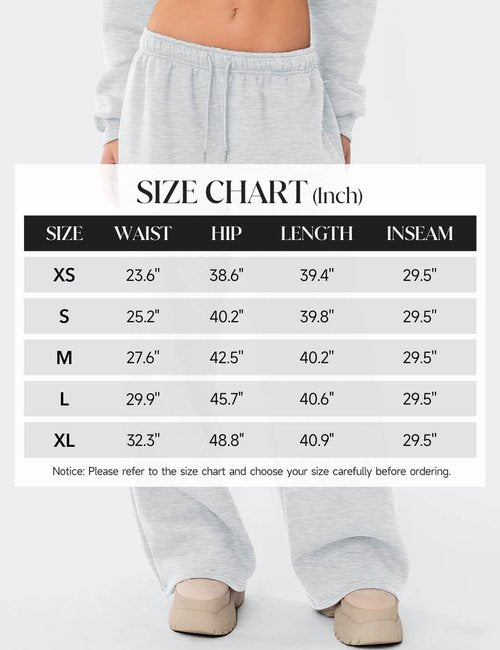 Ugerlov Wide Leg Sweatpants Women Baggy Fleece Sweat Pants Teen Girls Lounge Drawstring Trousers Low Rise Cute Streetwear Pants with Pockets Black M