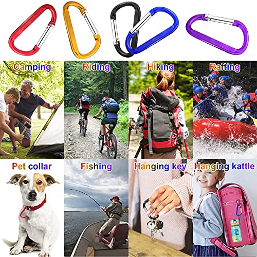 10 Pack 3" Aluminum Spring Snap Hook Carabiner Clips - Colorful