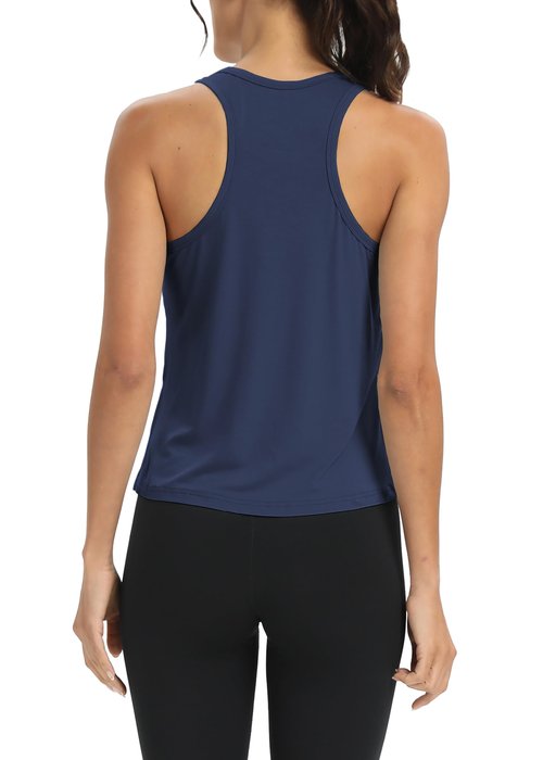 Bestisun Sleeveless Exercise Running Sports Clothing Active Tennis Shirts Dance Yoga Workout Tank Tops Navy Blue S
