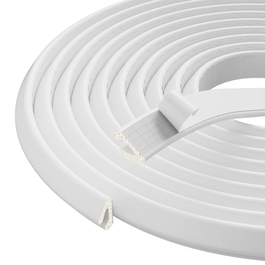 V Shape Foam Weather Stripping Door Frame Seal Strip 19.7FT White, Draft Stopper, Insulation Winter, Weatherstripping, Gap Sealing, Soundproofing, Self-Adhesive Used for Exterior Front Door Side
