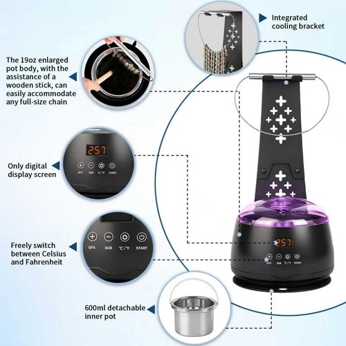 Datdifen Bicycle Chain Wax Melting System (19oz), Includes Chain Cleaning Machine and Cooling Rack. Precise Temperature Control for Rapid Melting, Professional Cleaning and Waxing Tools