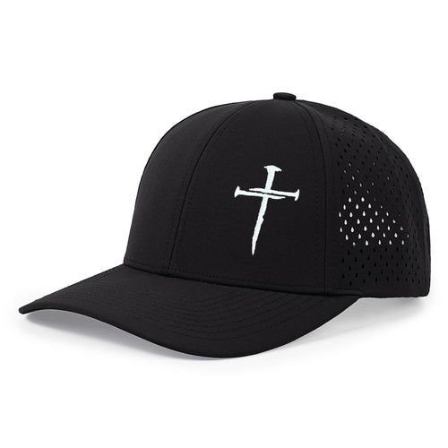 TGQLKPD Three Nails Cross-Christian Faith Hats for Men & Women,Embroidered Jesus 3 Nail Cross Adjustable Golf Snapback Baseball Cap,Nylon Mesh Black