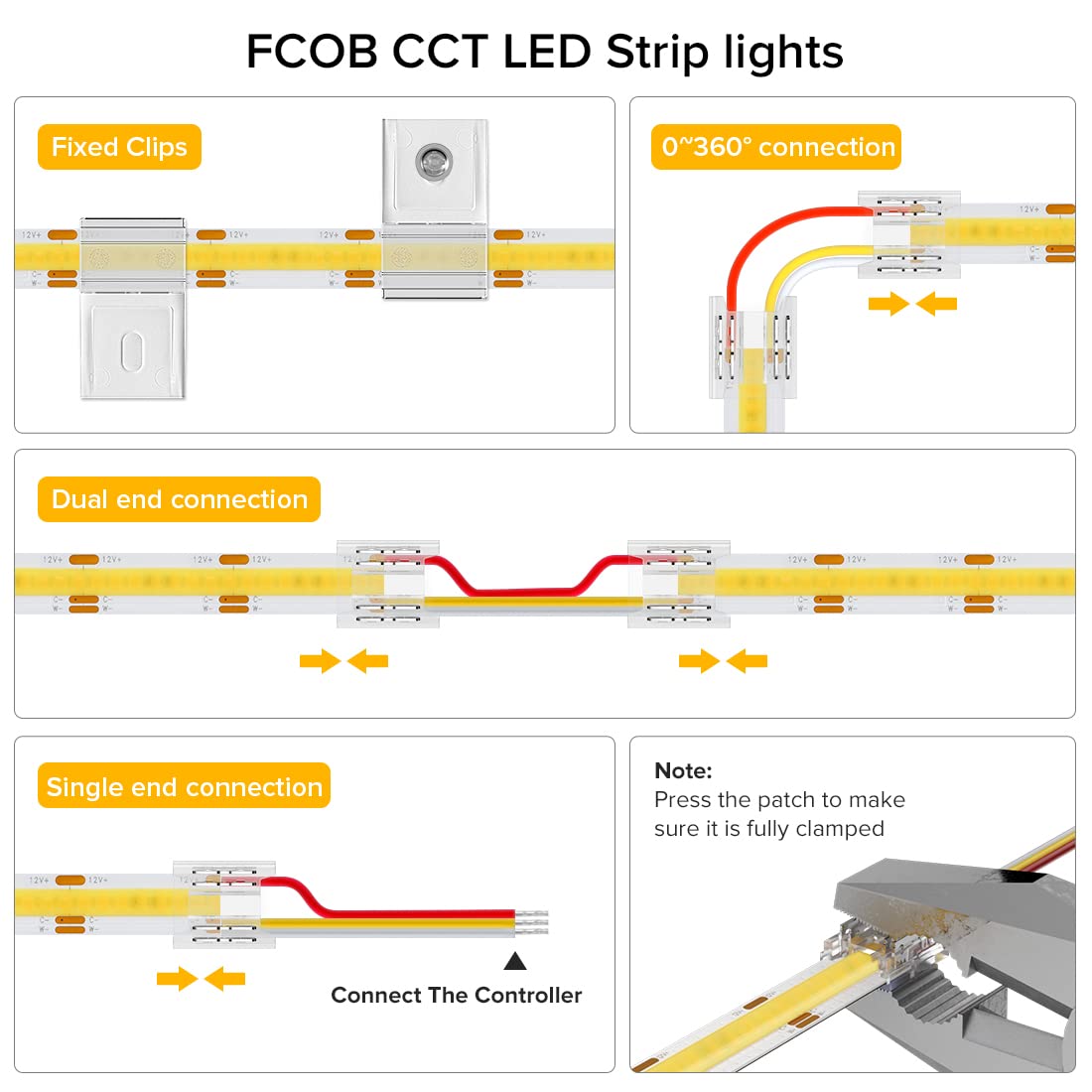 BTF-LIGHTING FCOB COB LED Strip CCT Flexible High Density 16.4FT 640LED/m Tunable 3000K-6000K DC12V CRI 90+ Dimmable Light Ribbon for Bedroom Kitchen Indoor Decoration(No Adapter or Controller)