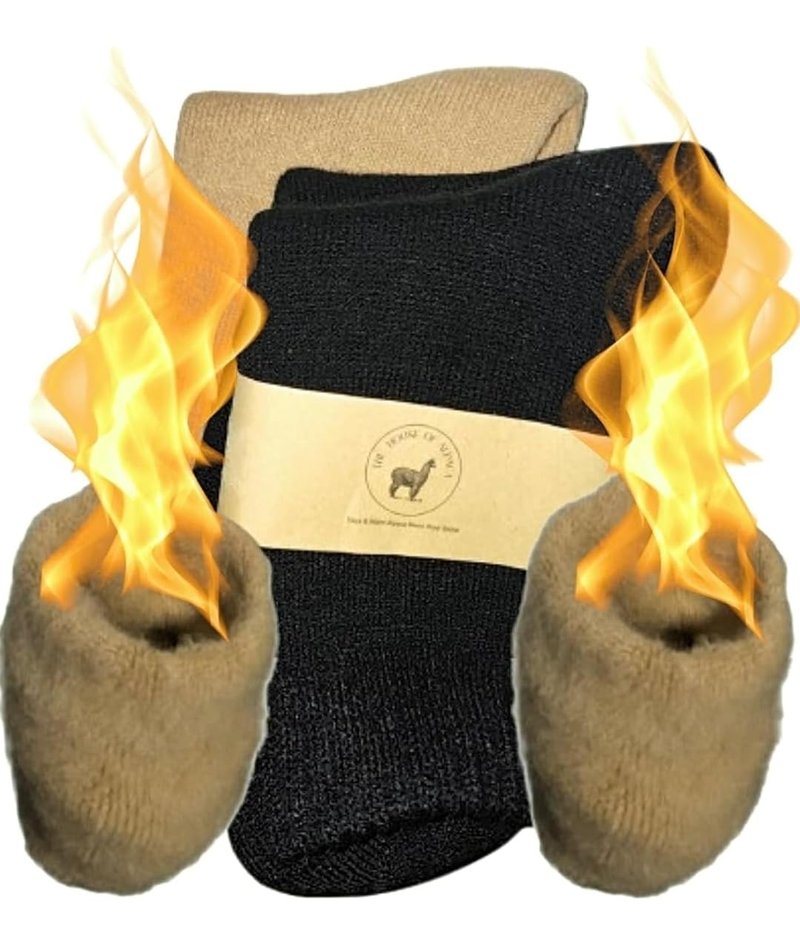 Alpaca Wool Thermal Socks – 2 Pairs (Unisex, Size 6–8)