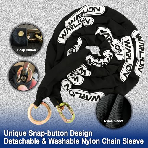 WARLION Black Heavy Duty Security Chain 5ft x 3/8in - Anti-Theft Motorcycle & Equipment Lock