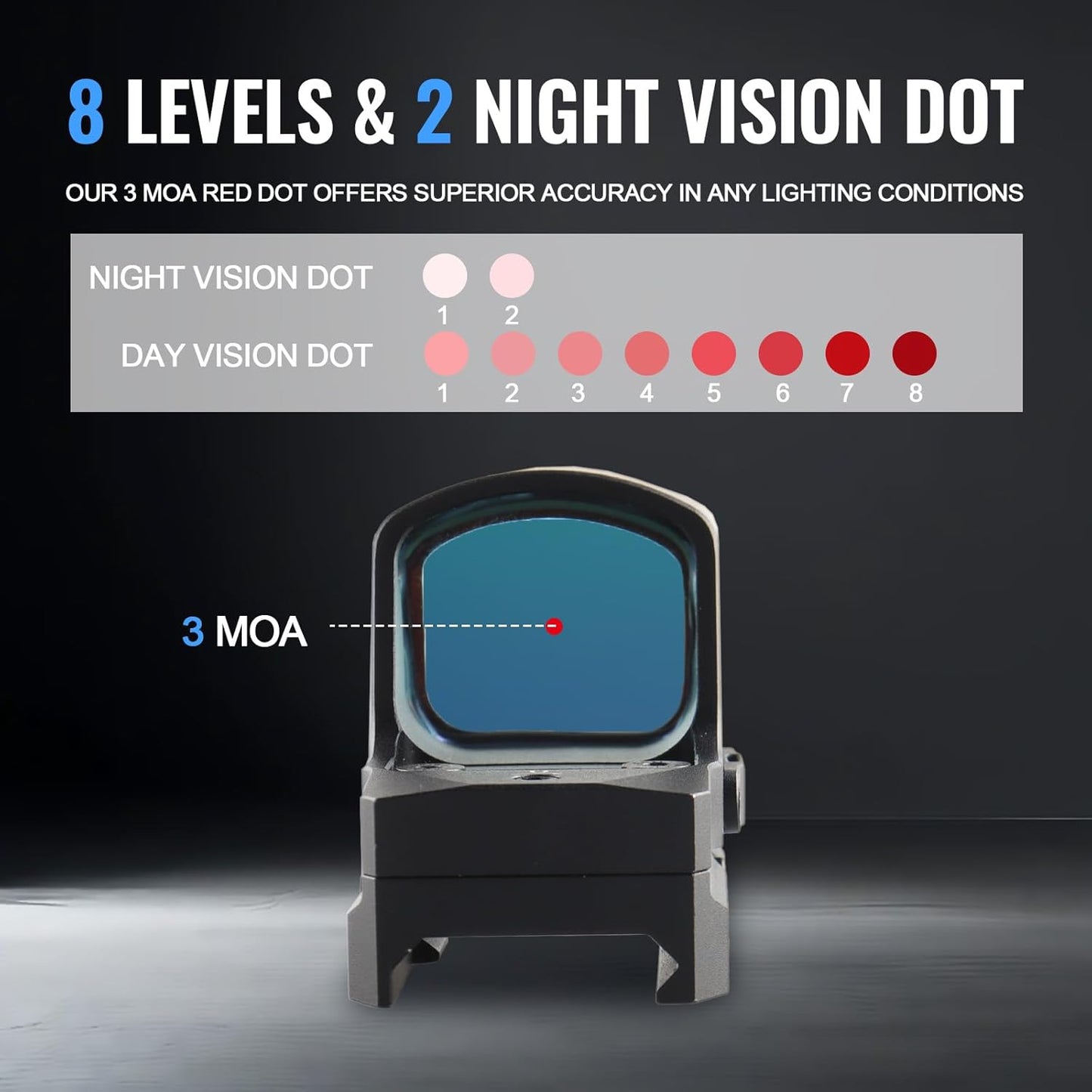 YSS Red Dot Sight - Shake Awake Optic for Pistols, Rifles & Shotguns | 3MOA, 8 Brightness Settings