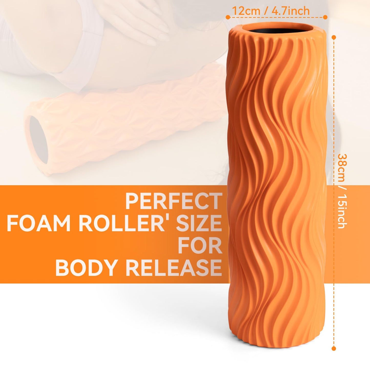 SUBCULTUREPICK Foam Roller - Muscle Massage Roller for Back Pain & Stretching - Ergonomic Wide Wave Textured - Deep Muscle Massage Pilates Yoga, Athletics, Fitness Exercise for Whole Body