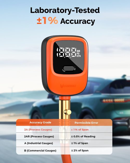 ETENWOLF T600 Digital Tire Pressure Gauge - High Precision 0-250 PSI | Includes Rubber Hose & Replaceable Batteries
