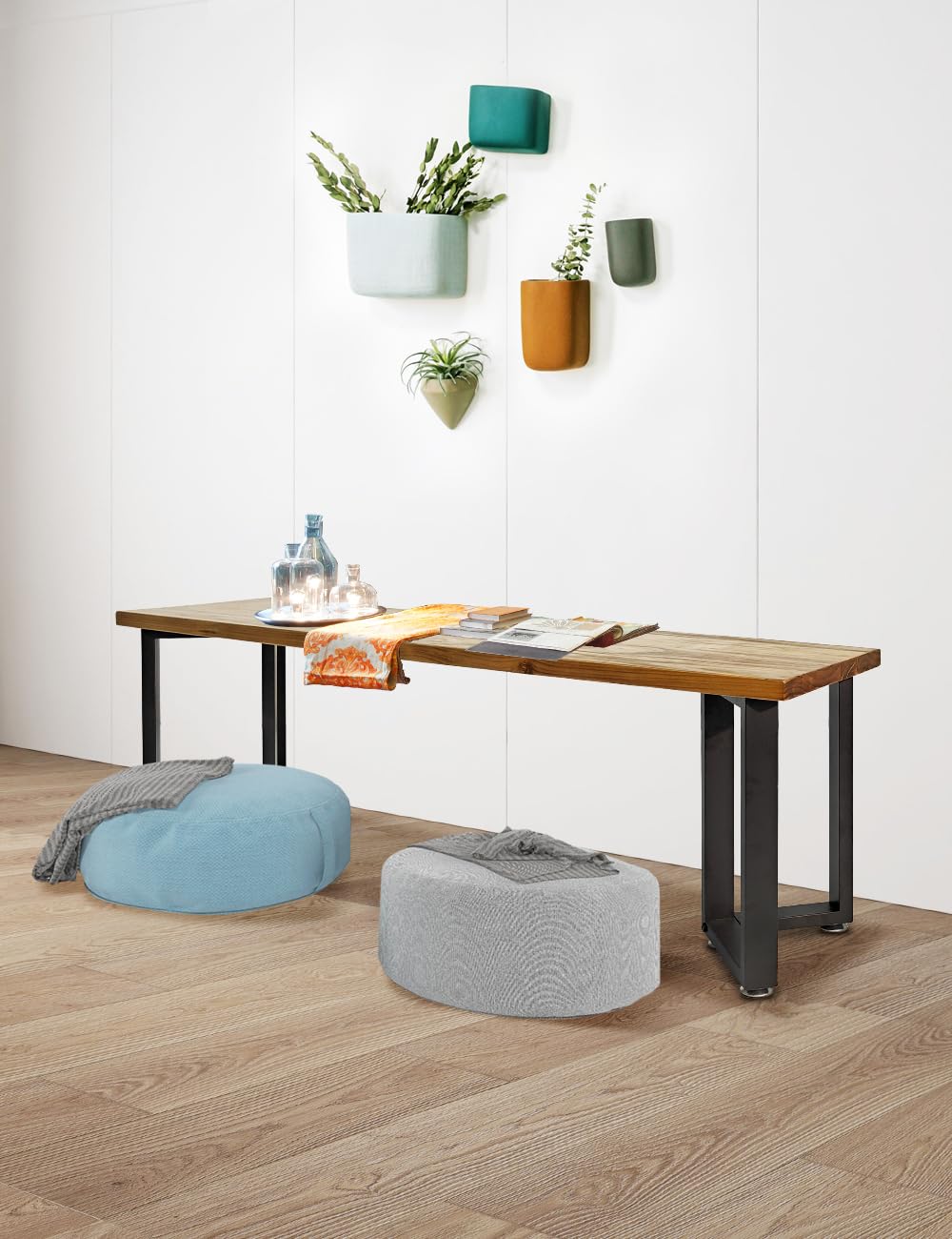 OLDRAINBOW Metal Dining Table Legs 16 Inch,Iron Coffee Table Legs V Shape,Black Heavy Duty Desk Legs