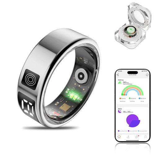Lermayal Smart Ring Women, Smart Ring Men Fitness Tracker with Heart Rate, Blood Oxygen, Sleep Monitoring, Step Counting, IP68 Waterproof for iPhone and Android (#12)