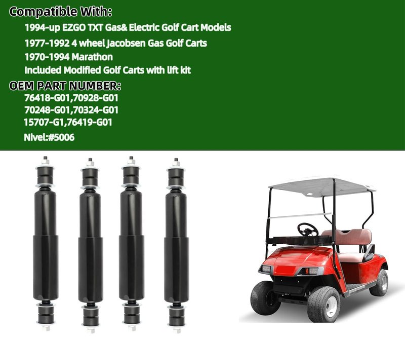Dr.Acces Golf Cart Shock Absorbers for EZGO TXT Front and Rear Shock Absorbers Replaces OEM# 76418-G01, 70248-G01, 70324-G01, 76419-G01-4 PCS