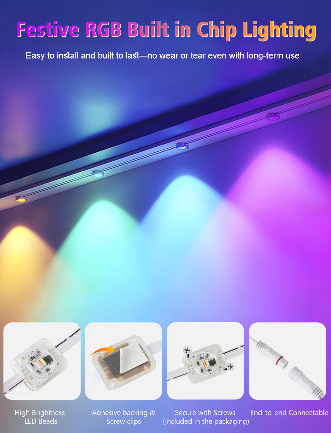 BSGlobal 200FT Permanent Outdoor Lights, 120 LED Smart RGB&IC Outdoor Eave Lights with App/Remote, 209 Scene Modes, IP67 Waterproof Outside Light for House Party Christmas Decor