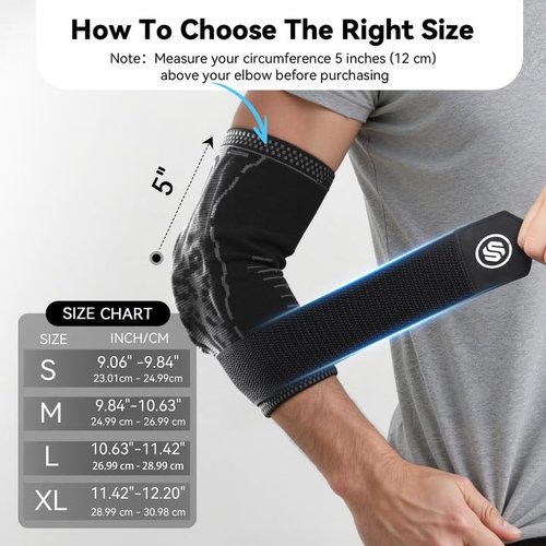 Elbow Compression Sleeve for Tendonitis , Bursitis Elbow Pad Brace – Elbow Brace with Side Springs & Foam Padding for Olecranon Joint Pain, Arthritis, Bursa Protection, Men & Women(Black, X-Large)