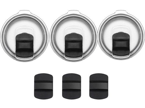Amazleer 3 Pack 20 oz Magnetic Tumbler Lid with 3 Magnetic Slider Replacement, 20 oz Replacement Lid for Yeti Lids Old Style Rtic Coffee Tumbler, Magneti Spill Proof Tumbler (Black)