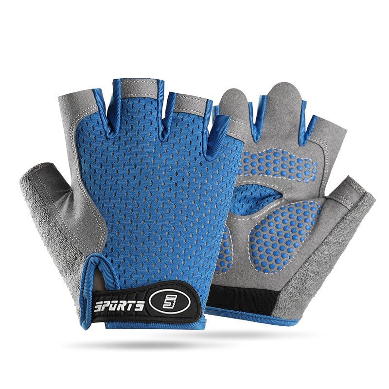 Kids Cycling Gloves - Fingerless, Breathable, Blue, Size M (3-8 Years)