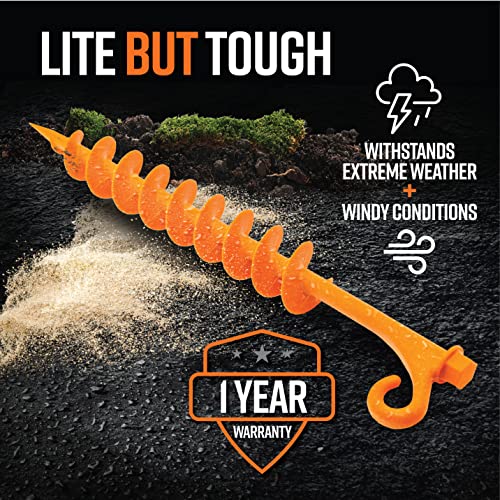 GROUNDGRABBA Lite Orange Screw-In Tent Stakes for Soft Ground - 6 Pack