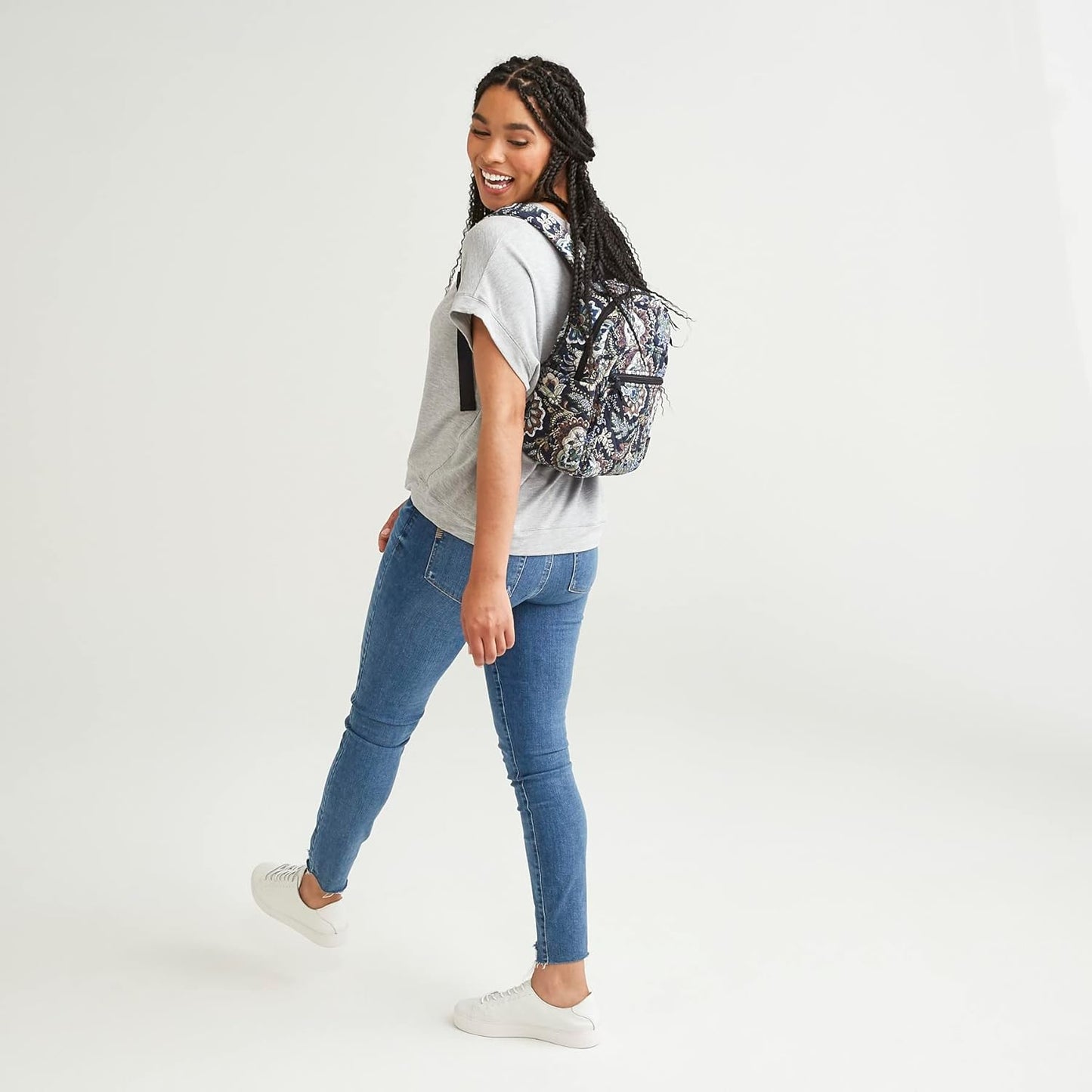 Vera Bradley Women's Cotton Small Backpack - True Navy | Stylish & Functional Design