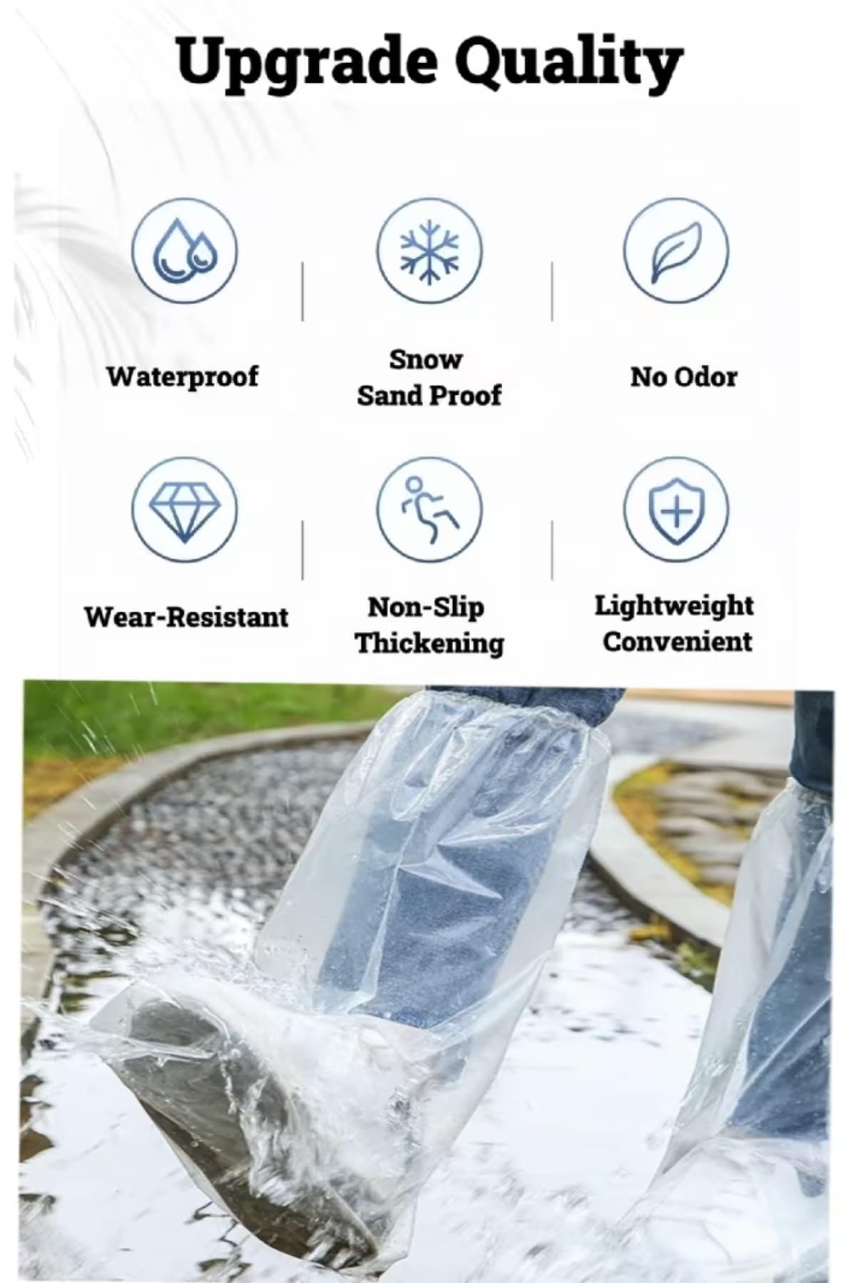 16 PCS Shoe Covers Disposable Non Slip,Thickened Waterproof Shoes Covers,19 inch Tall,Long Plastic Waterproof Shoes and Boots for Rain Covers Thicken Shoe Protector for Men and Women (8 Pairs,Clear)