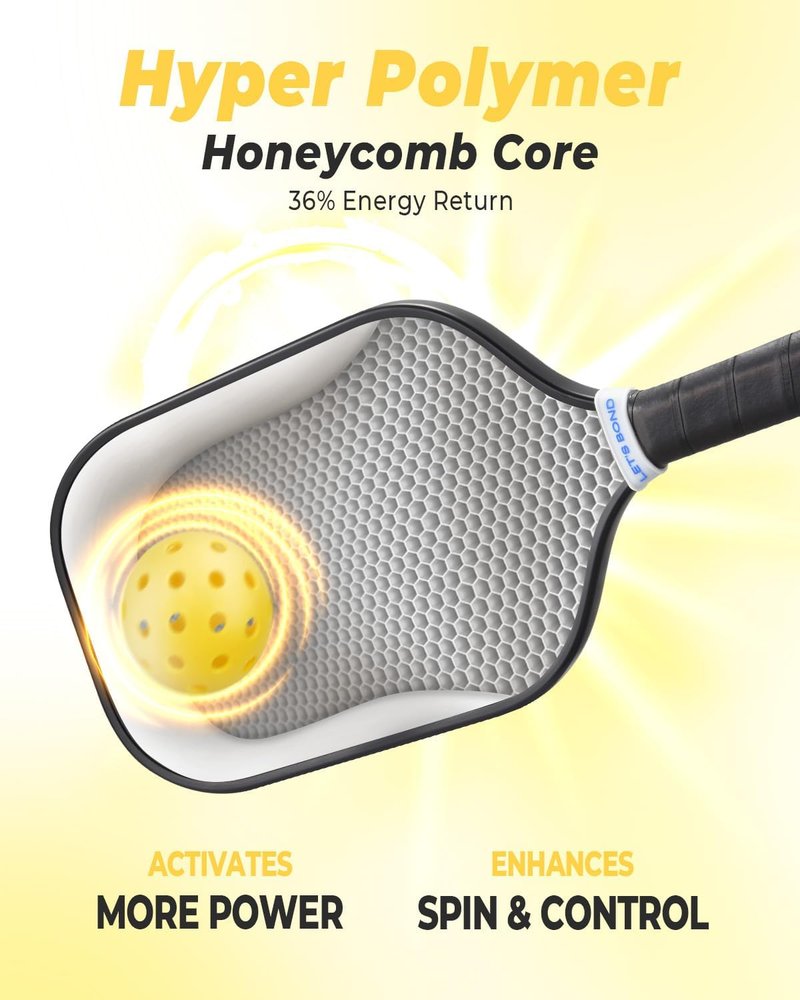 Pickleball Paddle, USAPA Approved Carbon Fiber Surface Pickleball Paddles with 14MM Polypropylene Honeycomb Core, Pickleball Rackets with Ergonomic Cushion Grip for Beginner & Pros Gifts for Women Men