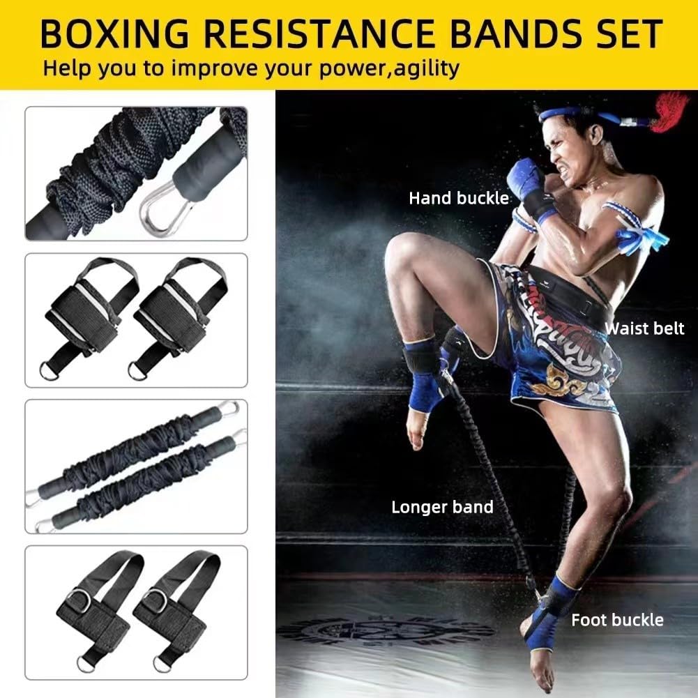 OYINDIZ Boxing Resistance Bands, Leg Strength and Agility Speed Trainer Exercise Full Body Physical Workout Power Punch Pro for MMA, Volleyball Basketball Football Training Equipment