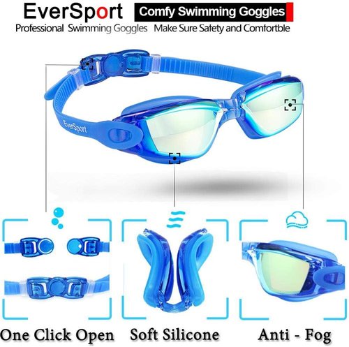 EverSport Kids Swim Goggles - Anti-Fog & Anti-UV Protection | Pack of 2 for Ages 4-16