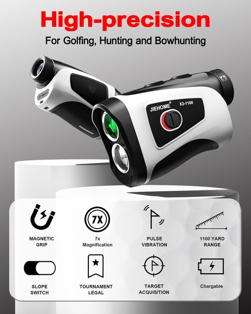 Golf Rangefinder with Slope Magnetic, 660/1100YDS, 7X Magnification, 5 Modes, Flag Pole Locking, Vibration, Range Finder Golf Tournament Legal, Rechargeable Golf Accessories Gift for Men, Black