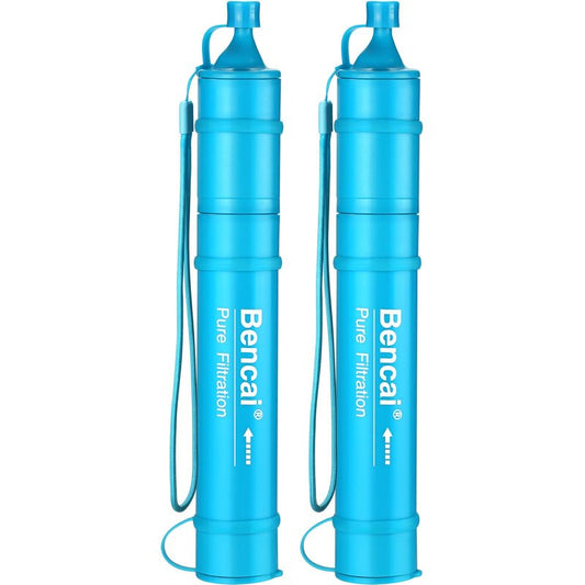 Bencai 4-Stage 0.1 Micron Ultrafiltration Water Filter Straw | 3-Section Detachable for Easy Backwash | for Outdoor, Survival & Emergency, 2-Pack