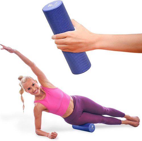 FitOn Recovery Foam Roller - High Density Muscle Massage Roller for Deep Tissue Relief | Portable 12"x4", Purple