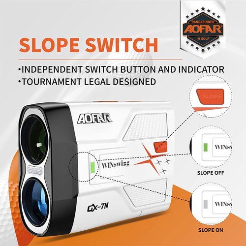 AOFAR GX-7N Golf Rangefinder Update Version with AI Technology, Continuous Scan, Slope and Angle Switch Button with Indicator, Flag-Lock with Pulse, High-Precision, Waterproof for Tournament