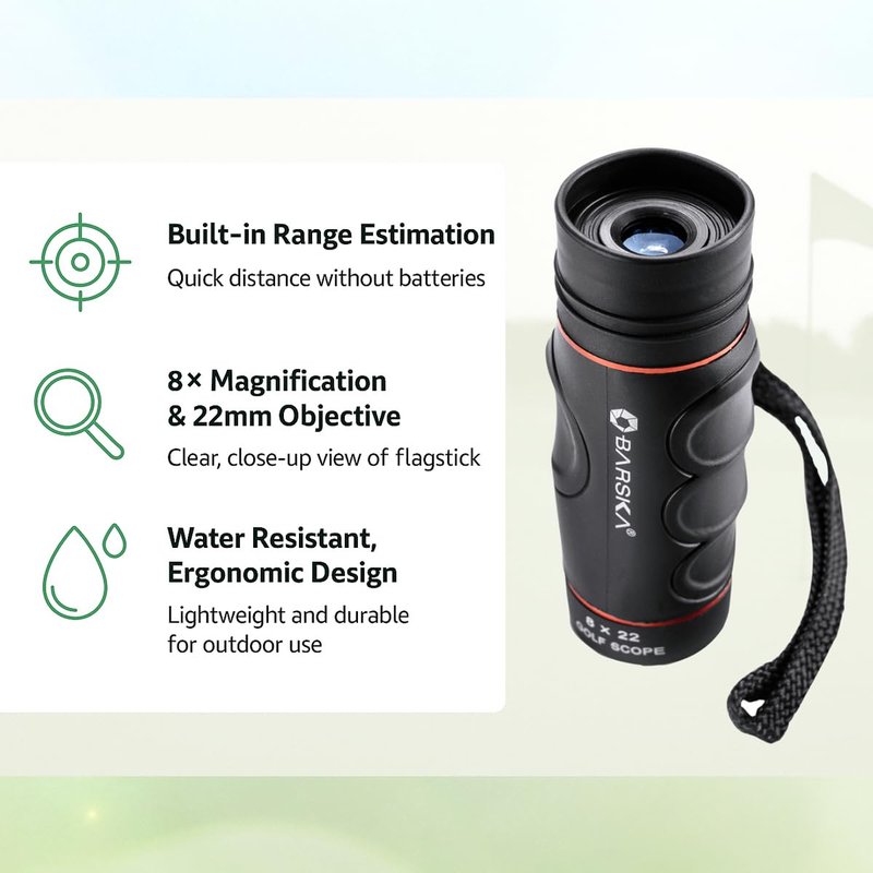 Barska Blueline 8x22 Waterproof Golf Scope Monocular with Built-in Internal Distance Reticle