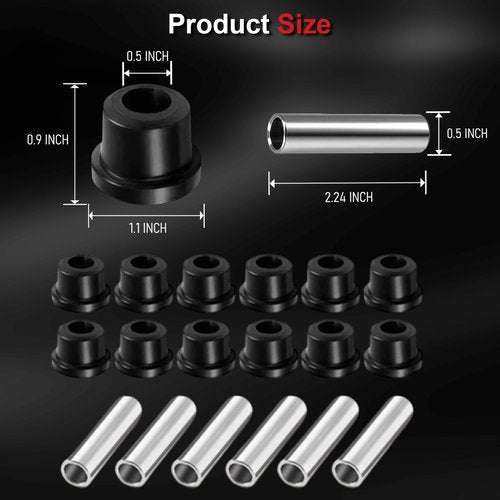 Golf Cart Rear Leaf Spring Bushing Kit for EZGO TXT/Medalist 1994-Up & Club Car DS 1981-Up, Polyurethane Bushings and Seamless Sleeves Replacement OEM# 70289-G01 70291-G02 1015583 1012303 Black