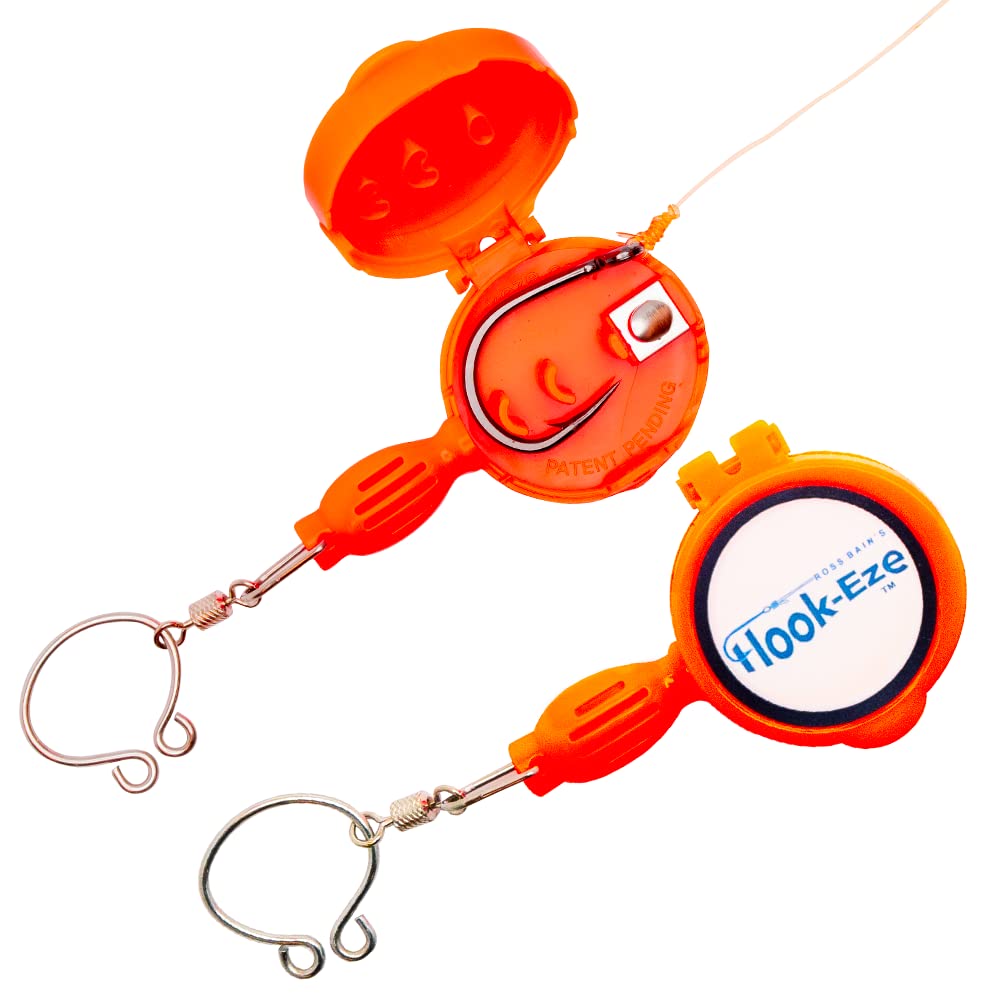 HOOK-EZE Fly Fishing Accessories - Knot Tying Tool for Tying Line to Hooks - Cool Gear and Equipment, Gadget to Tie Knots Quick and Easy - Stocking Stuffers & Fishing Gifts for Men - Orange