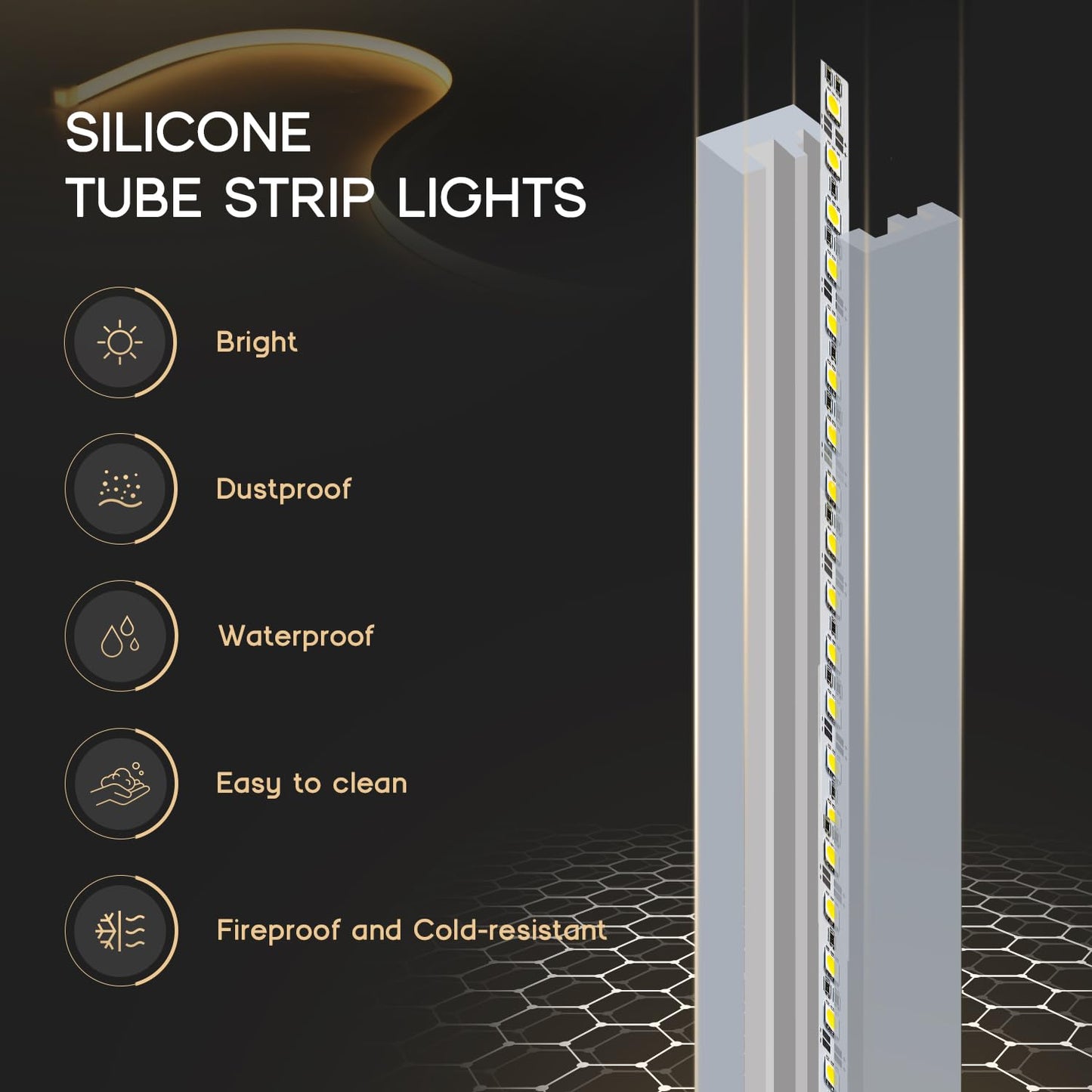 VOEWT LED Strip Lights Warm White 3000K,9.8ft 110-120V Neon Rope Lights,Flexible Silicone Outdoor Waterproof Neon Strip Lights for Bedroom,Mirror,Kitchen Cabinet, Living Room,Halloween Decor