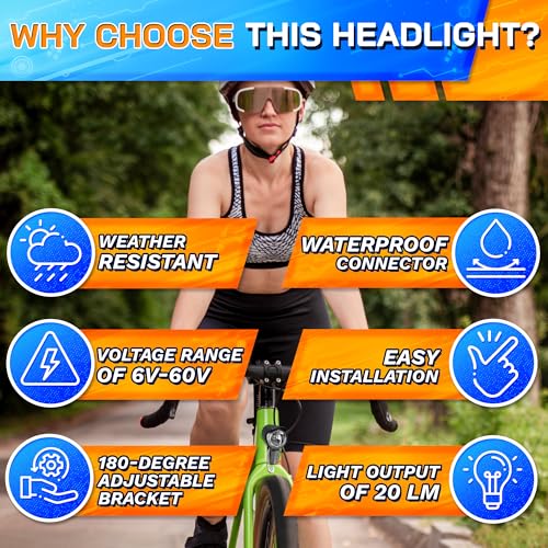 DIMROM 2-Pin Waterproof Ebike Headlight Connector 6-60V for LED Front Lights