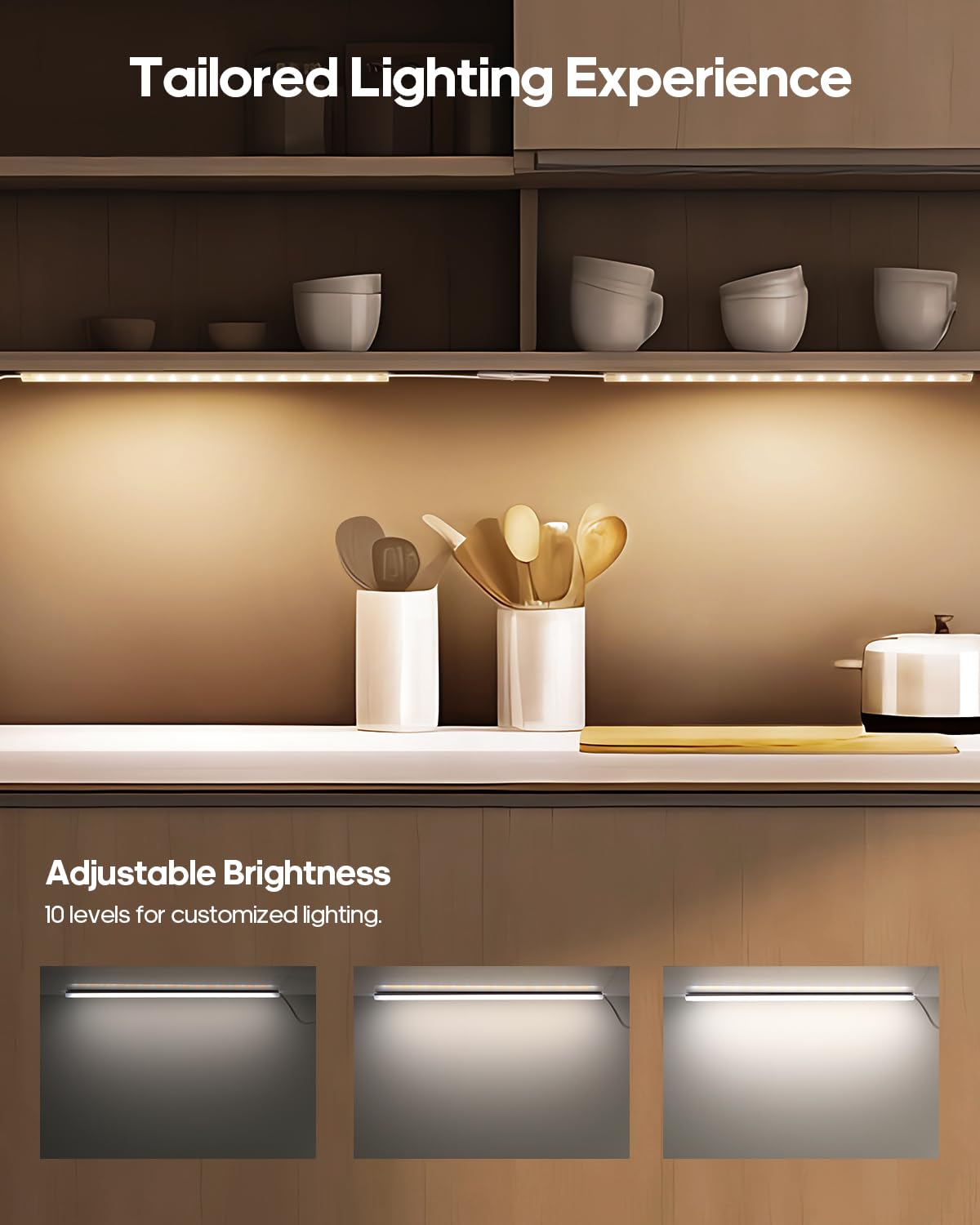 GOODEA Plug-in Under Cabinet Lights, 12inch Ultra Thin LED Dimmable Closet Lights with Memory Function, 3 Color Temperature Under Counter Lights for Kitchen, Cabinet, Workbench, Bookshelf, Desk